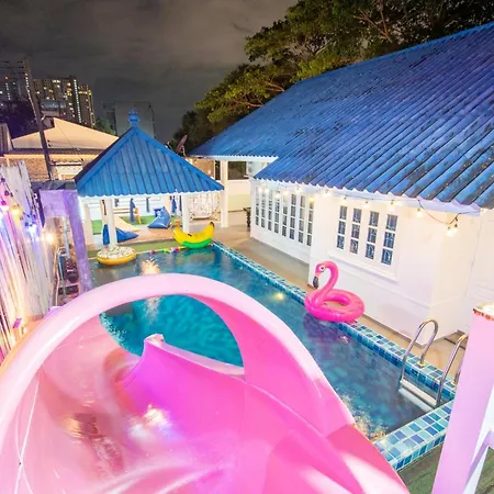 Blue Pool Villa Jomtien / 350M To Beach / Big Pool With Slider Exterior photo